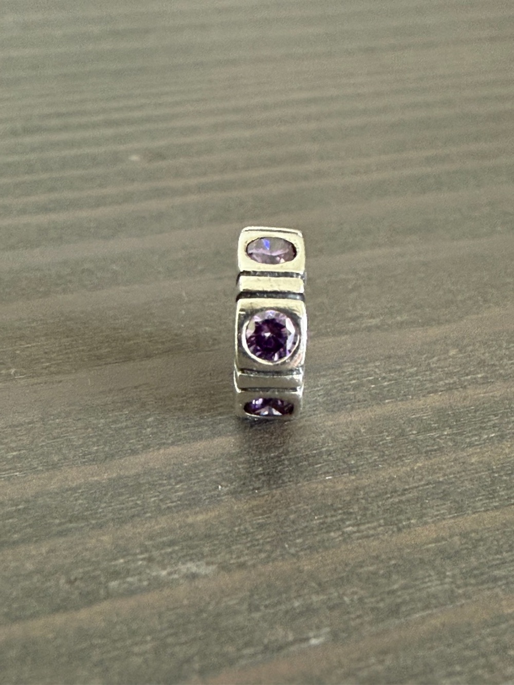 Pandora ALE S925 Sterling Silver Spacer Charm with Purple CZ